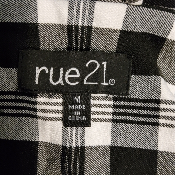 Rue 21 Plaid Print Black And White Long Sleeve Blazer Jacket Size M - Picture 7 of 9